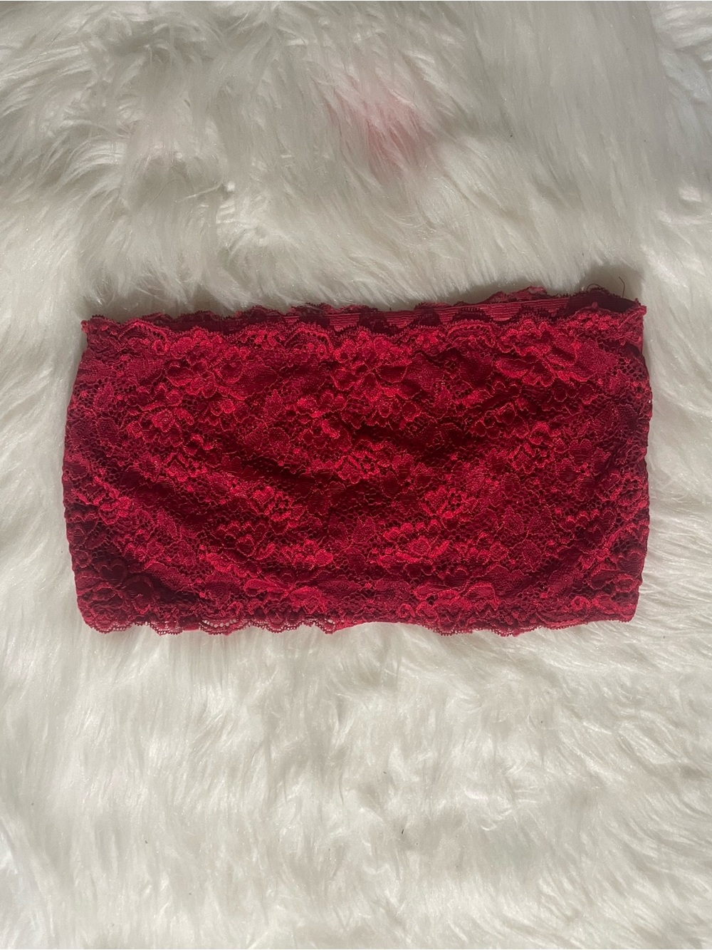 aerie Red Lace Bandeau Crop Top